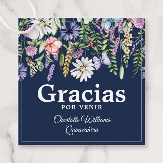 Quinceañera Spaanse Gracias Dank u Bedankjes Labels (Voorkant)