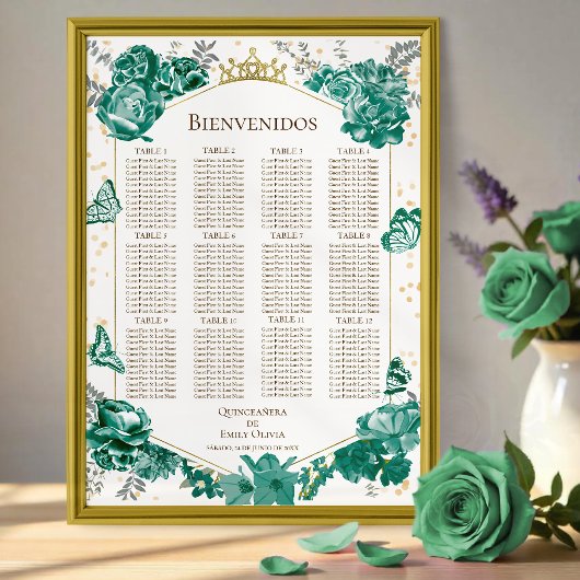 Quinceanera Spaanse Zitkaart Teken Butterflys Poster