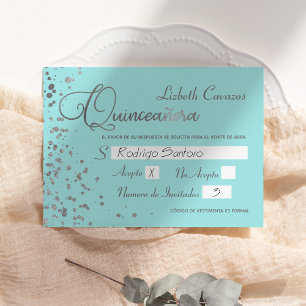 Quinceanera Spanish Response Kaart Blauw Zilver RS