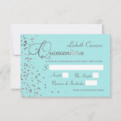 Quinceanera Spanish Response Kaart Blauw Zilver RS (Voorkant)
