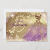 Quinceanera Sparkle Gold Paarse jurk Kaart (Voorkant)