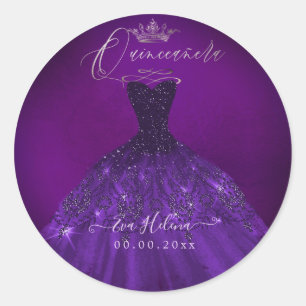 Quinceañera, Sparkle Gown, Aubergine Ronde Sticker