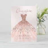 Quinceañera, Sparkle Gown, Faux Roos Gouden kaarte Kaart (Staand voorkant)