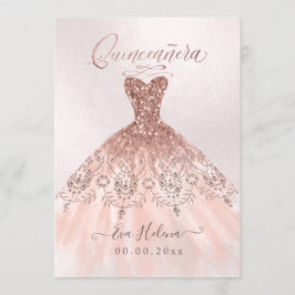 Quinceañera, Sparkle Gown, Faux Roos Gouden kaarte Kaart