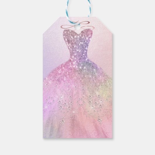 Quinceañera, Sparkle Gown, Pastel Cotton Snoep Cadeaulabel (Achterkant)