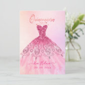 Quinceañera, Sparkle Gown, Roze Cherry Ombre Kaart (Staand voorkant)
