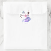 Quinceanera Sparkly Crown Glam Dancer Lila Ronde Sticker (Tas)