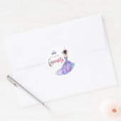 Quinceanera Sparkly Crown Glam Dancer Lila Ronde Sticker (Envelop)