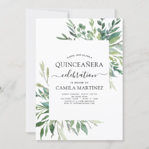 Quinceanera Spring Botanical Greenery Invitation Kaart