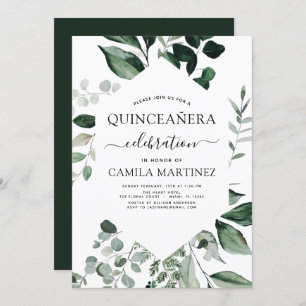 Quinceanera Spring Botanical Greenery Invitation Kaart
