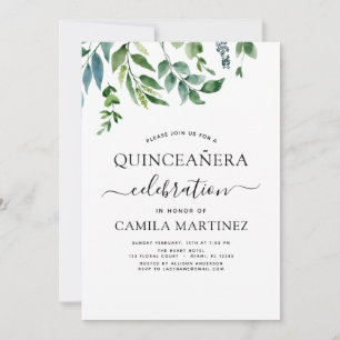 Quinceanera Spring Botanical Greenery Kaart