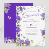 Quinceañera Spring garden floral butterfly Kaart (Voorkant / Achterkant)