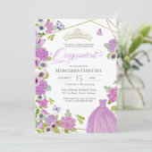 Quinceañera Spring garden florale vlinder Tiara Kaart (Staand voorkant)