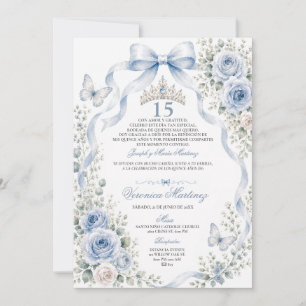 Quinceañera Stofblauw 15 Jaar Prinses Tiara Kaart