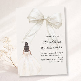 Quinceanera strik ivoorkleurige jurk crèmekleurige kaart