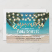 Quinceanera String licht tropisch strand op zaterd Kaart (Voorkant)