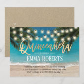 Quinceanera String licht tropisch strand op zaterd Kaart (Voorkant / Achterkant)