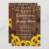 Quinceanera Sunflower Wood licht Rustic Invite 15 Kaart (Voorkant / Achterkant)