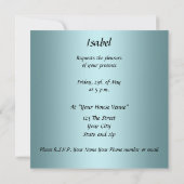 Quinceanera Sweet 15 Blauwgroen uitnodiging (Achterkant)