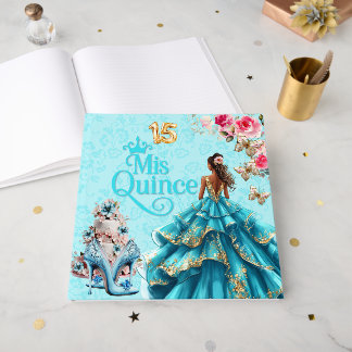 Quinceañera Sweet 15 Turquoise Blauwe Gastboek Gastenboek