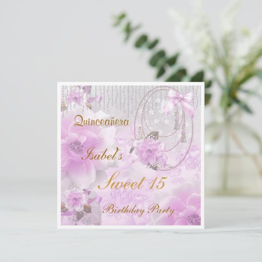 Quinceanera Sweet 15 uitnodiging (Staand voorkant)