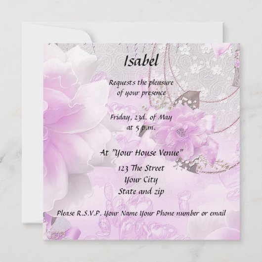 Quinceanera Sweet 15 uitnodiging (Achterkant)