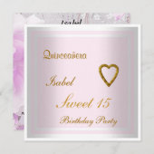 Quinceañera Sweet 15 Verjaardag Uitnodiging Roze (Voorkant / Achterkant)