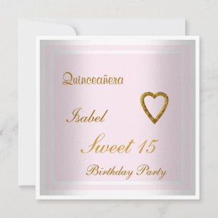 Quinceanera Sweet 15 Verjaardagsuitnodiging Roze Kaart