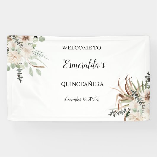 Quinceañera/Sweet 15 Welkomstteken Spandoek (Horizontaal)