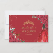 Quinceañera Sweet 16 15 Birthday Red Roses Floral RSVP Kaartje (Achterkant)