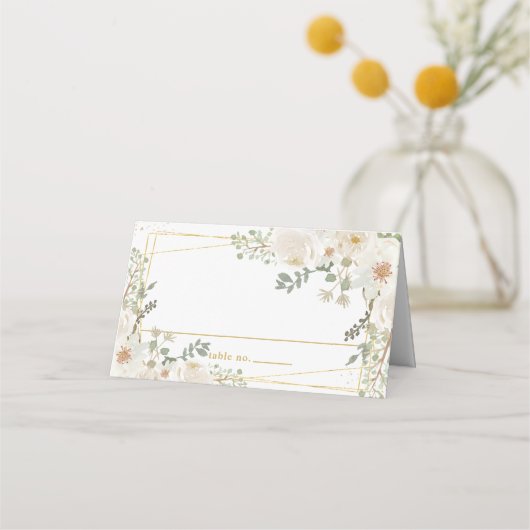 Quinceanera Sweet 16 Birthday White Ivory Flowers Plaatskaartje (Achterkant)