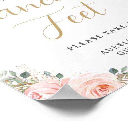 Quinceañera Sweet 16 Blush Roze Bloemen Treat Favo Poster (Hoek)