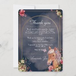Quinceañera/Sweet 16 Paard ontwerp Dank u Opmerkin Kaart