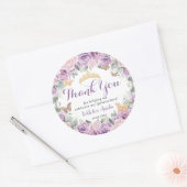 Quinceañera Sweet 16 Paarse Lila Roze Bloemen Goud Ronde Sticker (Envelop)