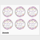 Quinceañera Sweet 16 Paarse Lila Roze Bloemen Goud Ronde Sticker (Vel)