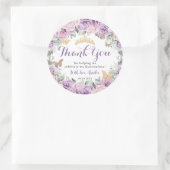 Quinceañera Sweet 16 Paarse Lila Roze Bloemen Goud Ronde Sticker (Tas)