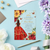 Quinceañera Sweet 16 Rode rozen Zonnebloemen Bloem Acryl Uitnodigingen (Insitu (Huwelijk))