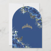 Quinceañera Sweet 16 Royal Blue Floral Arch Kaart (Achterkant)
