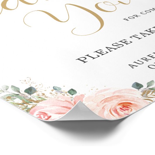 Quinceañera Sweet 16 Roze Bloemige Dankjewel Poster (Hoek)