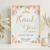 Quinceañera Sweet 16 Roze Bloemige Dankjewel Poster