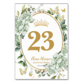 Quinceanera Sweet 16 Sage Green Floral Butterflies Kaart (Voorkant)
