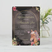 Quinceañera/Sweet 16 uitnodiging met paard ontwerp (Staand voorkant)