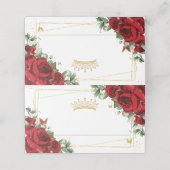 Quinceanera Sweet 16 Verjaardag Red Floral Princes Plaatskaartje (Buitenkant ongevouwen)