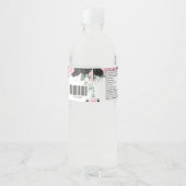 Quinceañera Sweet 16 Verjaardag Zwart Roze Bloemen Waterfles Etiket (Achterkant)