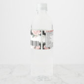 Quinceañera Sweet 16 Zwart Blush Bloemen Roos Goud Waterfles Etiket (Achterkant)