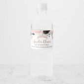 Quinceañera Sweet 16 Zwart Blush Bloemen Roos Goud Waterfles Etiket (Voorkant)
