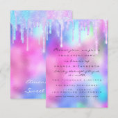 Quinceanera Sweet 16th Drips Holographic Pink Kaart (Voorkant / Achterkant)