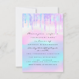 Quinceanera Sweet 16th Unicorn Holographic Dress Kaart