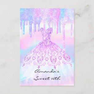 Quinceanera Sweet 16th Unicorn Holographic Dress Kaart