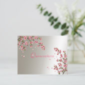 Quinceanera, Sweet Sixteen Uitnodiging Sakura (Staand voorkant)